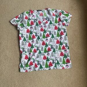 Christmas tree scrub top